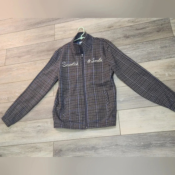 Scotch & Soda Camper Comic Camper grey brown plaid long sleeve zipup jacket - Picture 10 of 12